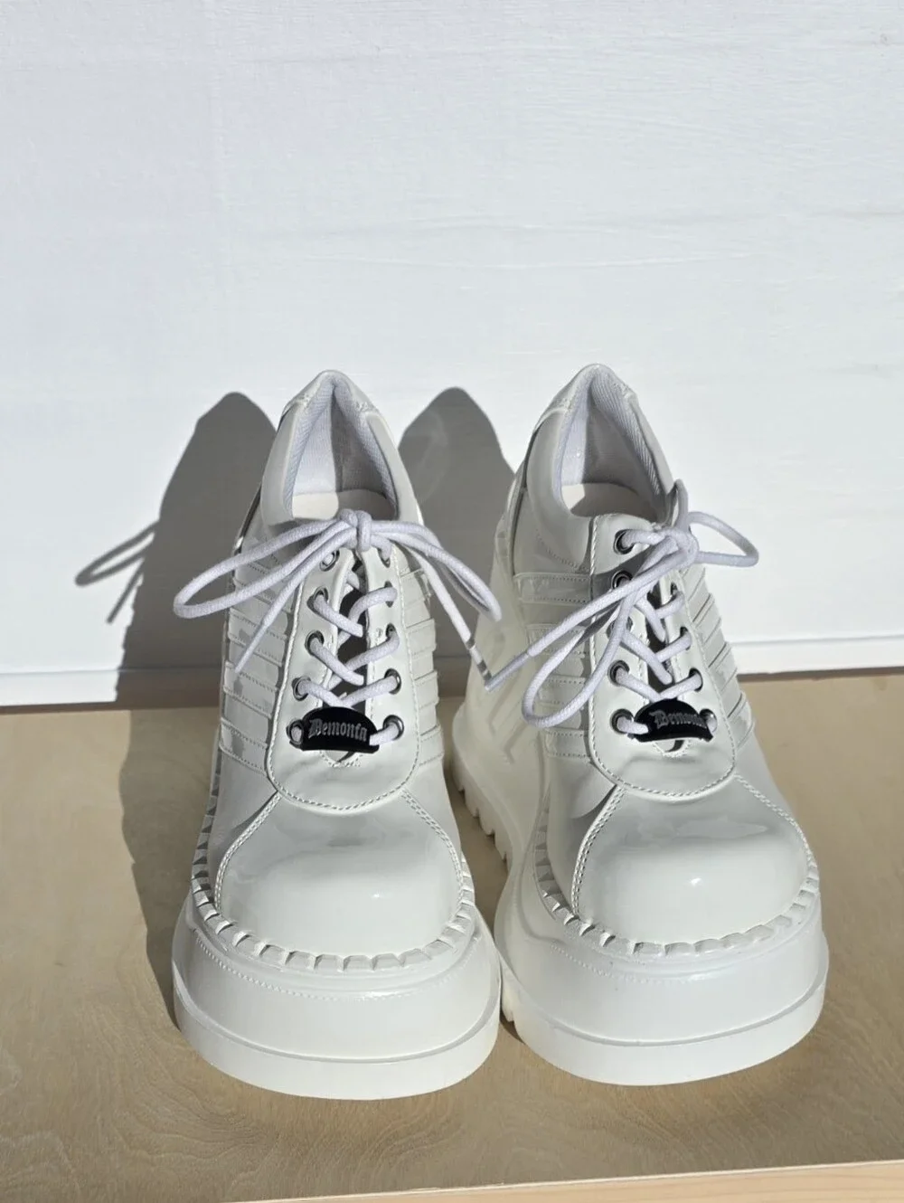 Demonia Size 7 White Platform Lace-Up Women's Shoes NWT
